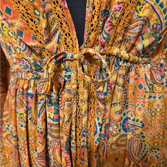 Paisley Print Orange Kimono - Picture 4 of 11